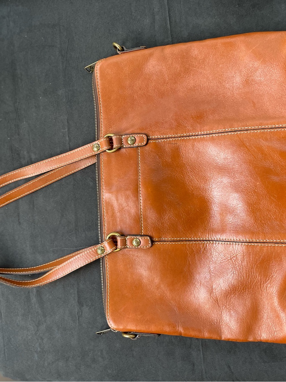 Patricia Nash Leather Tote Bag in Cognac Brown - Classic Women's Shoulder Tote